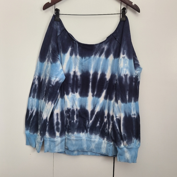 XL American Vintage shoulder tie dye sweatshirt blue - Picture 2 of 6